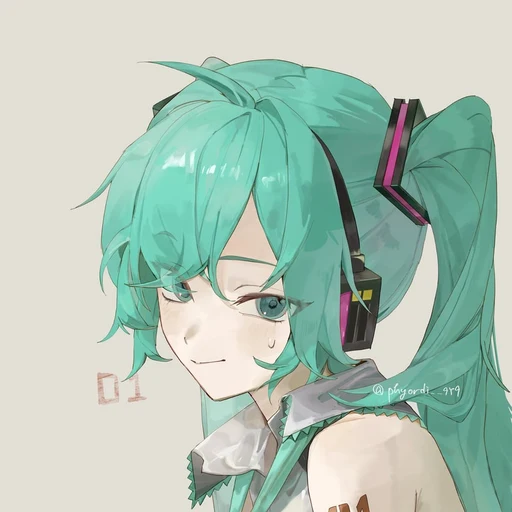 Miku from Vocaloid virtual singer, an AI character on folk