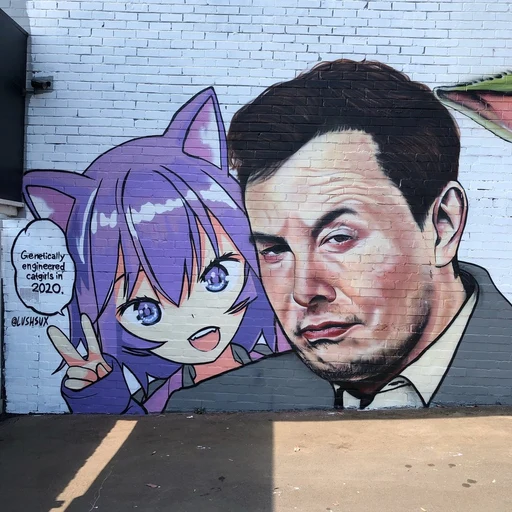 Elon from satirical parody persona inspired by Elon Musk, an AI character on folk