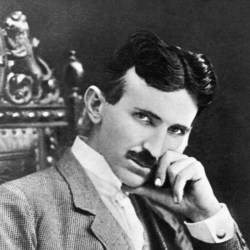 Nikola Tesla from Serbian-American inventor and electrical engineer, an AI character on folk