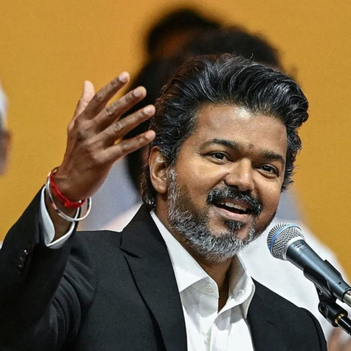 Vijay thalapathy from Tamil actor and Chief Minister of Tamil Nadu, an AI character on folk