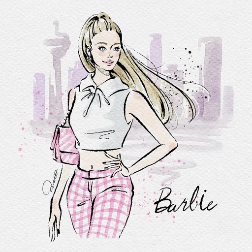 A cute barbie from Mattel doll character, an AI character on folk