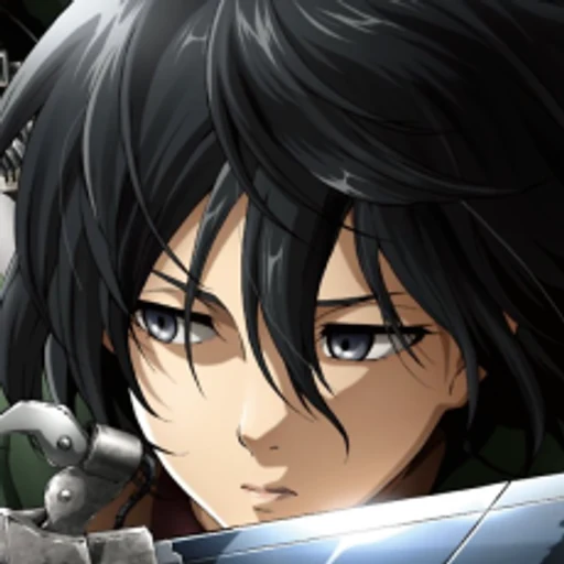 Mikasa from Attack on Titan, an AI character on folk