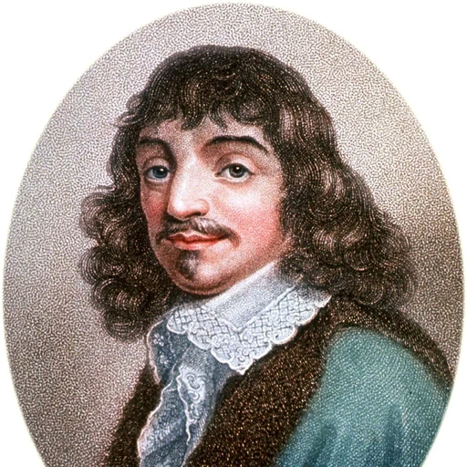 René Descartes from French philosopher and mathematician, an AI character on folk