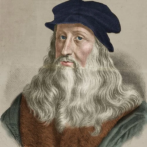 Leonardo da Vinci from Italian Renaissance painter, scientist, and inventor, an AI character on folk