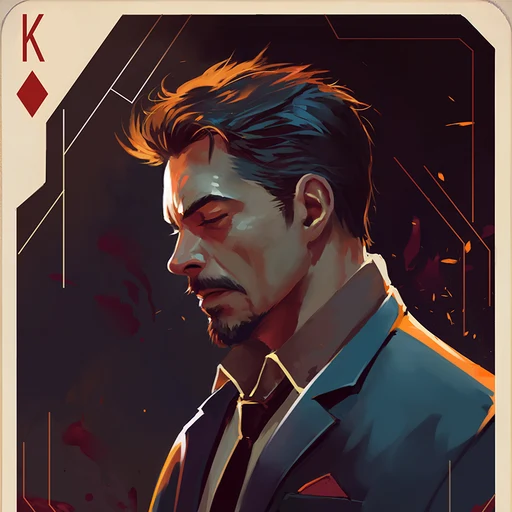 Tony Stark from Iron Man, Marvel, an AI character on folk