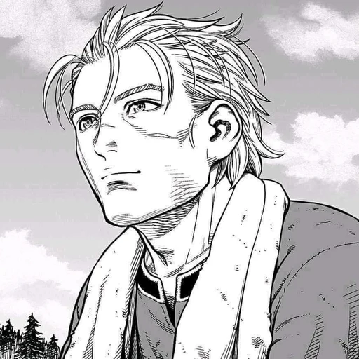 Thorfinn from Vinland Saga, an AI character on folk