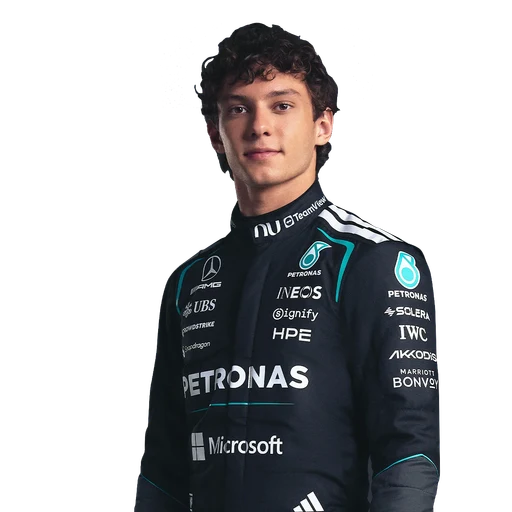 Kimi antonelili from Formula 1 driver for Mercedes, an AI character on folk