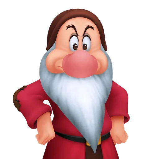 grumpy from Snow White and the Seven Dwarfs, an AI character on folk