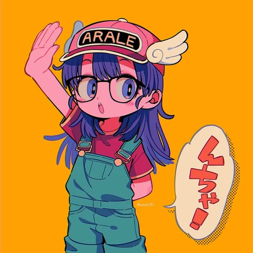 arale norimaki from Dr. Slump, an AI character on folk