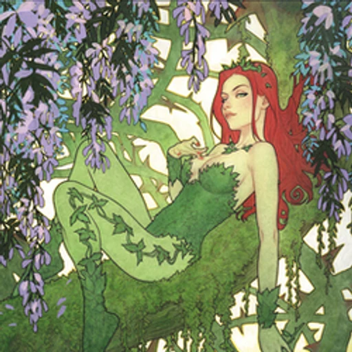 Poison Ivy from DC Comics, Batman villain, an AI character on folk