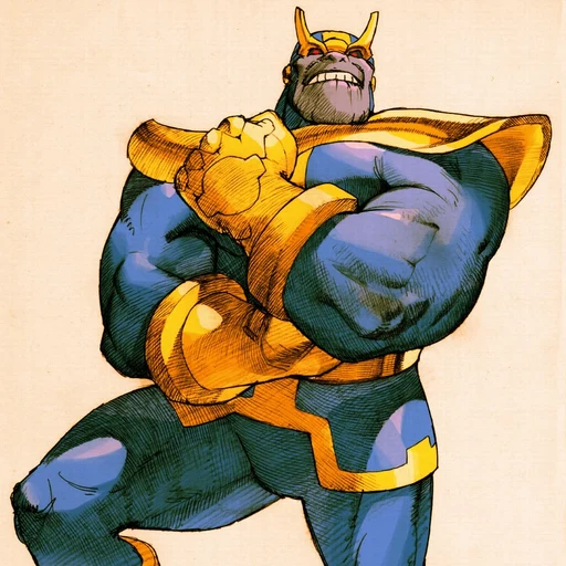 Thans from Marvel Comics and Marvel Cinematic Universe villain, an AI character on folk