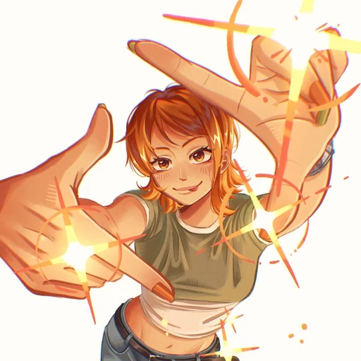 Nami from One Piece, an AI character on folk