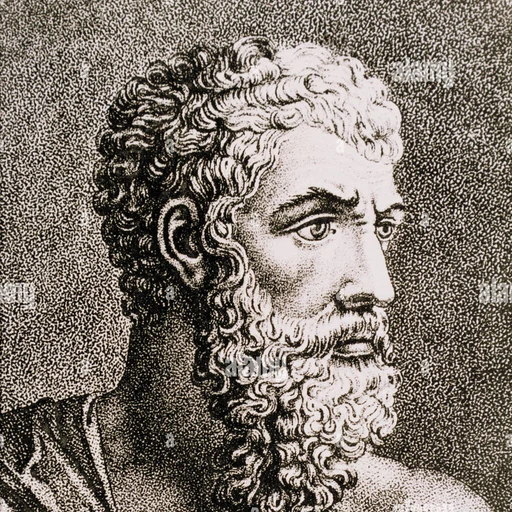 Aristotle from ancient Greek philosopher, 384–322 BC, an AI character on folk