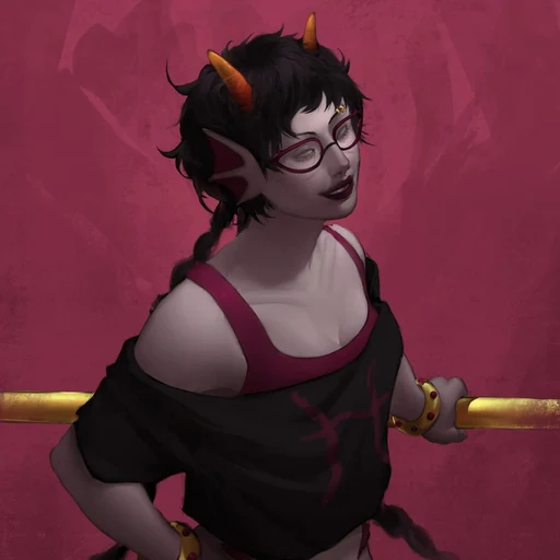 Meenah from Homestuck, an AI character on folk