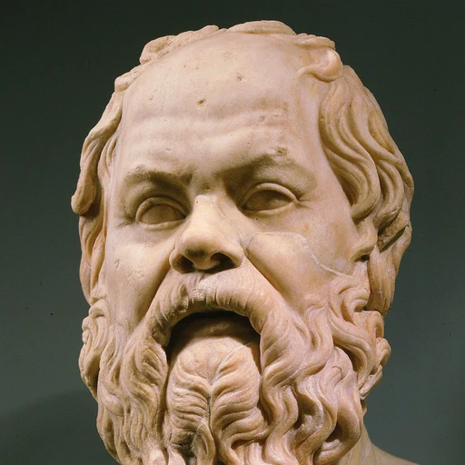 Socrates from ancient Greek philosopher, an AI character on folk