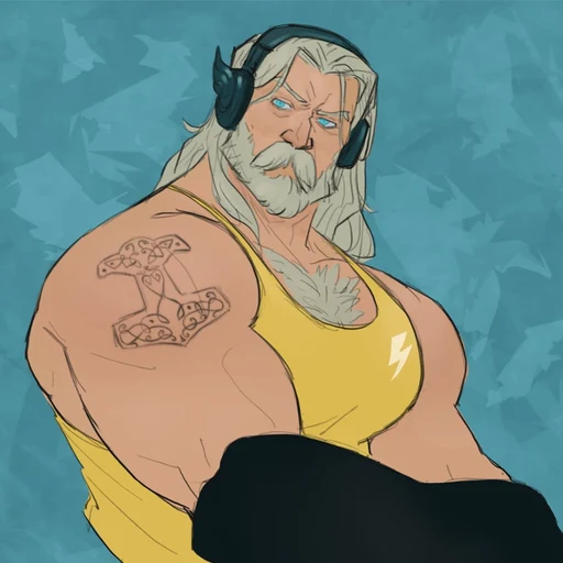 Thor from Marvel Cinematic Universe, an AI character on folk