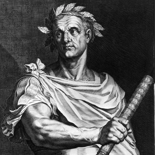Julius Caesar from Roman general and dictator, an AI character on folk