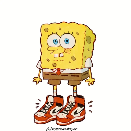 SpongeBob from SpongeBob SquarePants animated series, an AI character on folk