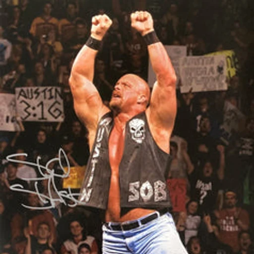 Stone cold steve austin from professional wrestler, WWE, an AI character on folk