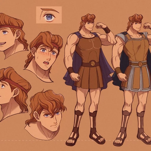 Hercules from Disney's Hercules, 1997 film, an AI character on folk