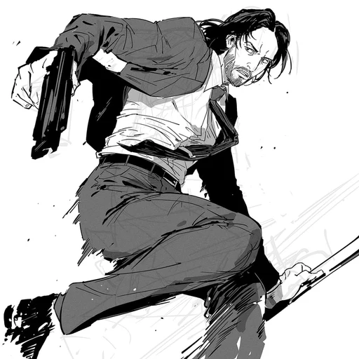 john wick from John Wick film series, an AI character on folk