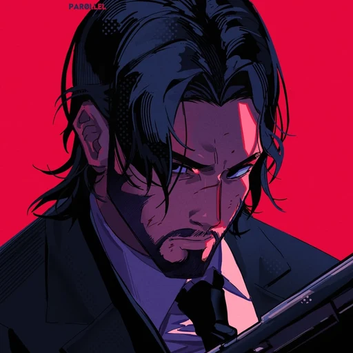 John from John Wick franchise, an AI character on folk
