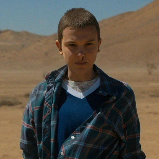 Eleven from Stranger Things, an AI character on folk