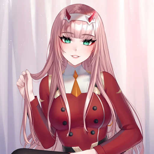 Zero Two(002) from Darling in the Franxx, an AI character on folk