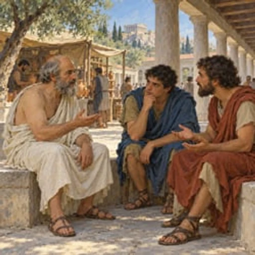 Socrates from ancient Greek philosopher, an AI character on folk