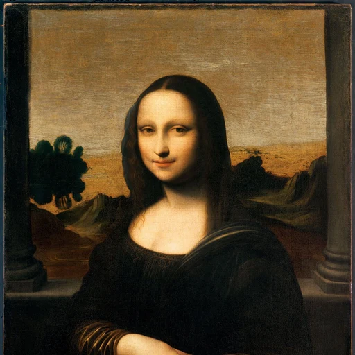 Mona Lisa from sitter for the Mona Lisa painting, an AI character on folk