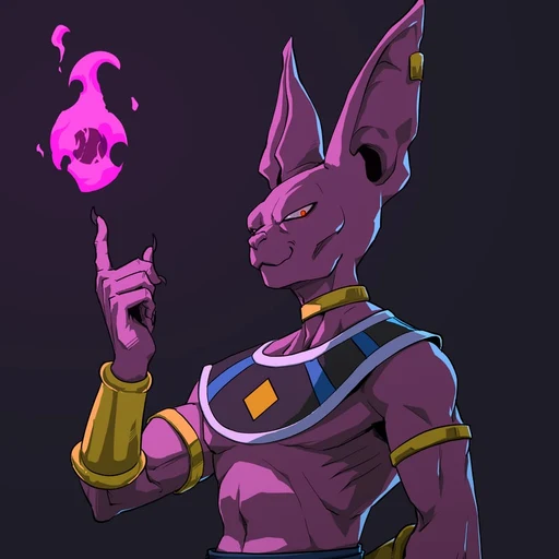 Beerus from Dragon Ball, an AI character on folk