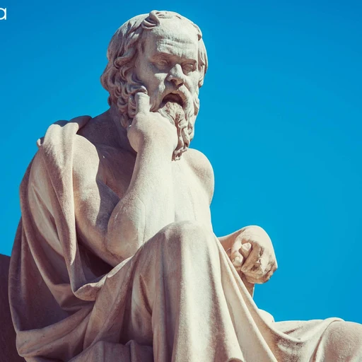 Socrates from ancient Greek philosopher, an AI character on folk