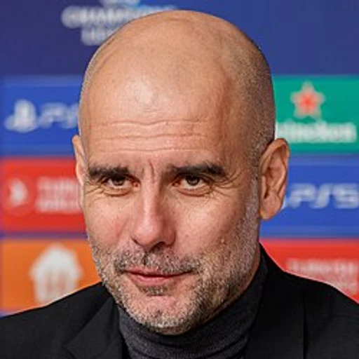 Pep Gurdiola from former Manchester City manager, an AI character on folk