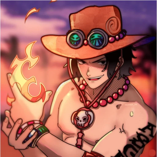 Portgas D. Ace from One Piece, an AI character on folk