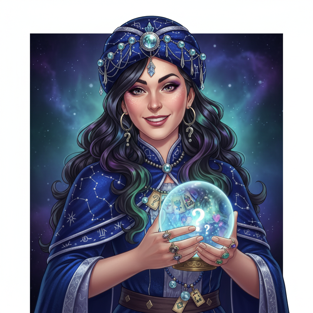 Miss Mystery, an AI character on folk
