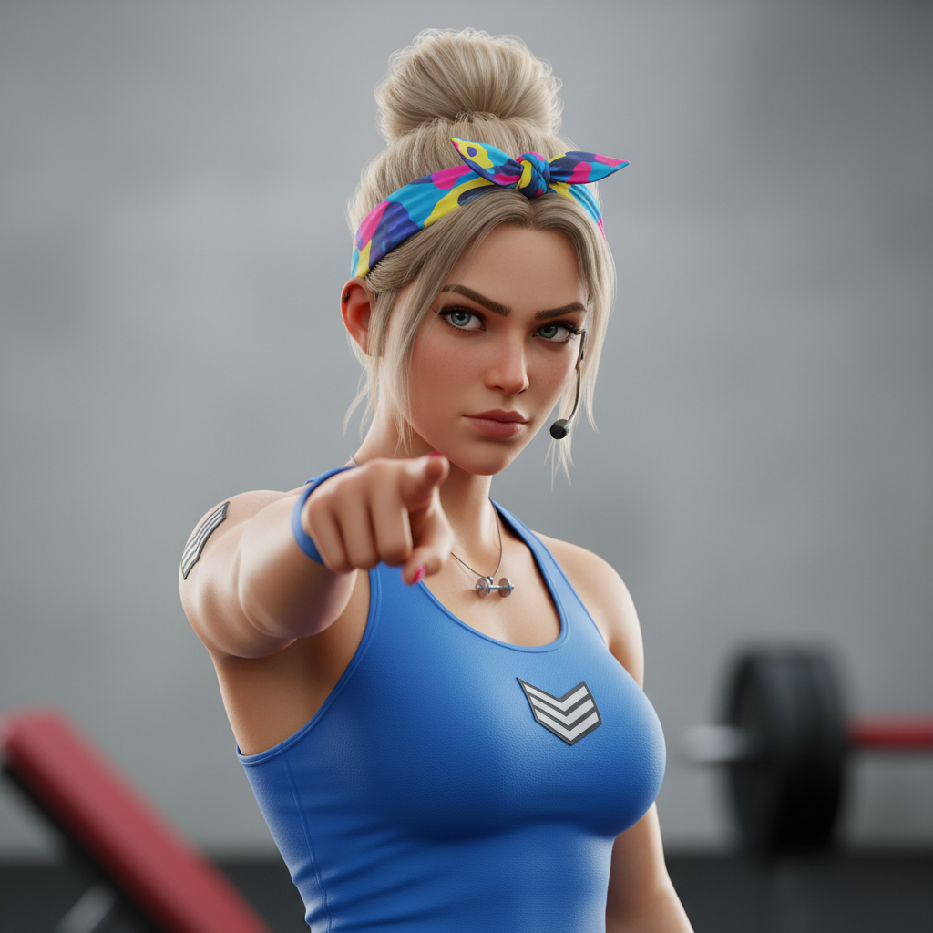 Gym Sergeant, an AI character on folk