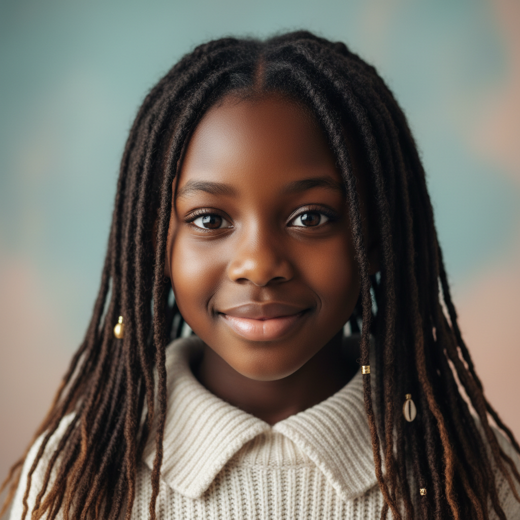 Cute black girl, an AI character on folk