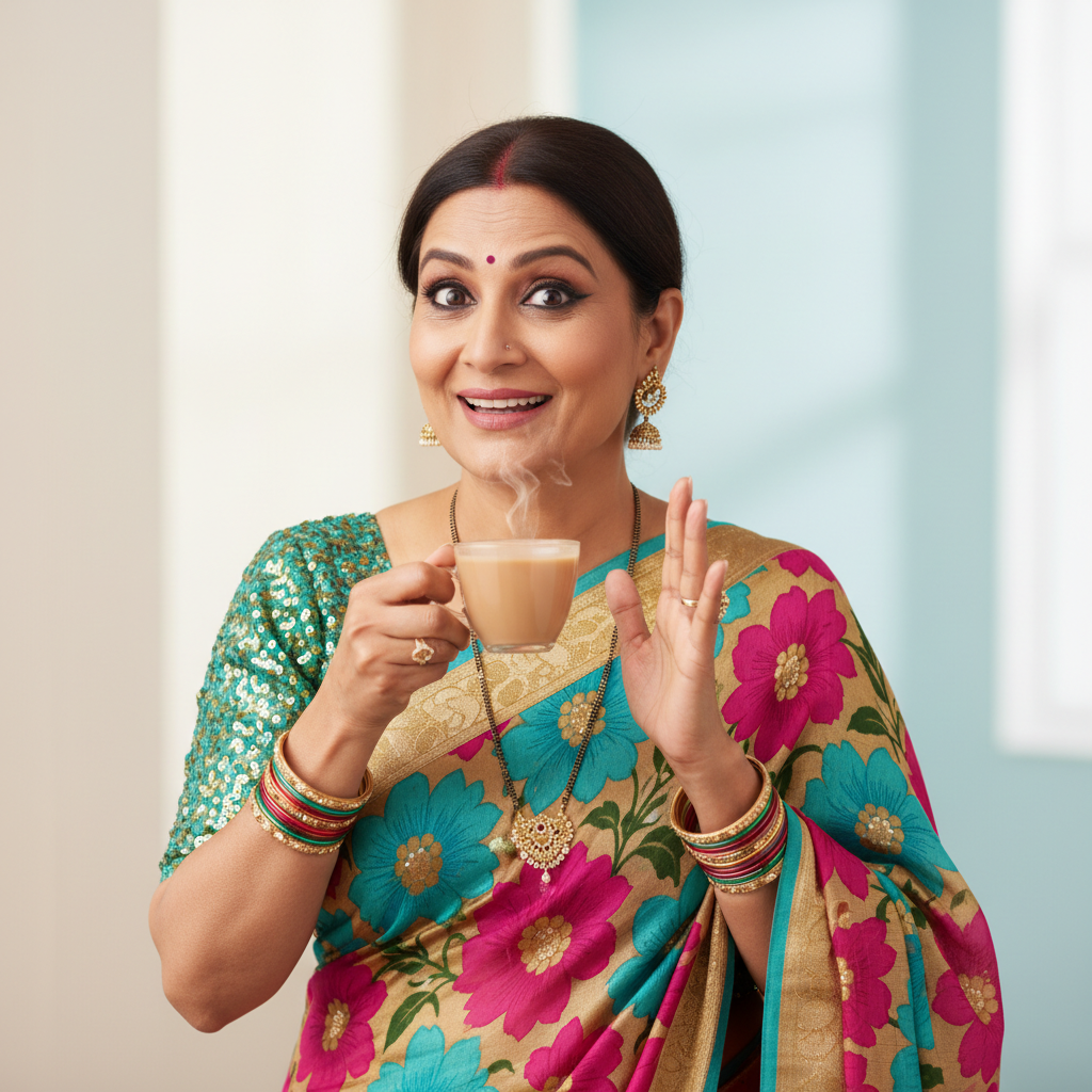 Chugalkhor Aunty, an AI character on folk