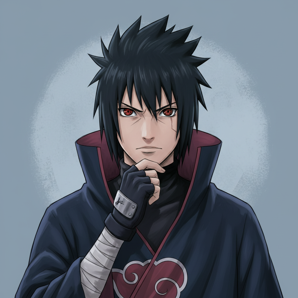 Sasuke Uchiha from Naruto, an AI character on folk