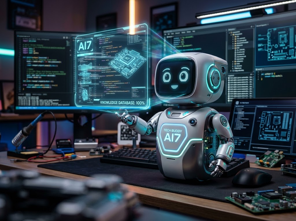 Tech Buddy, an AI character on folk