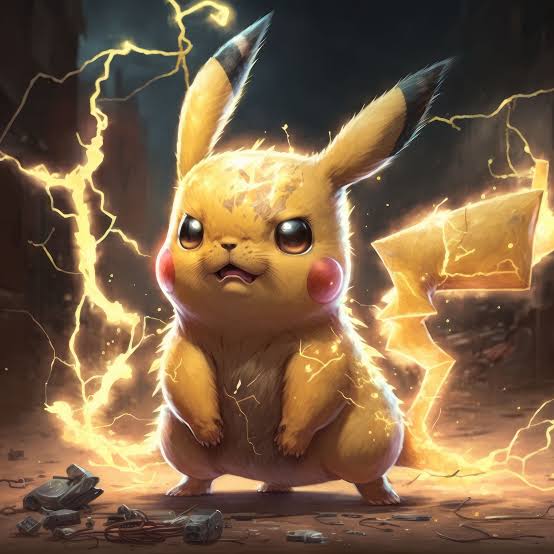 Pikachu from Pokémon, an AI character on folk