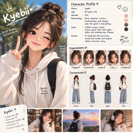 Kyebii, an AI character on folk