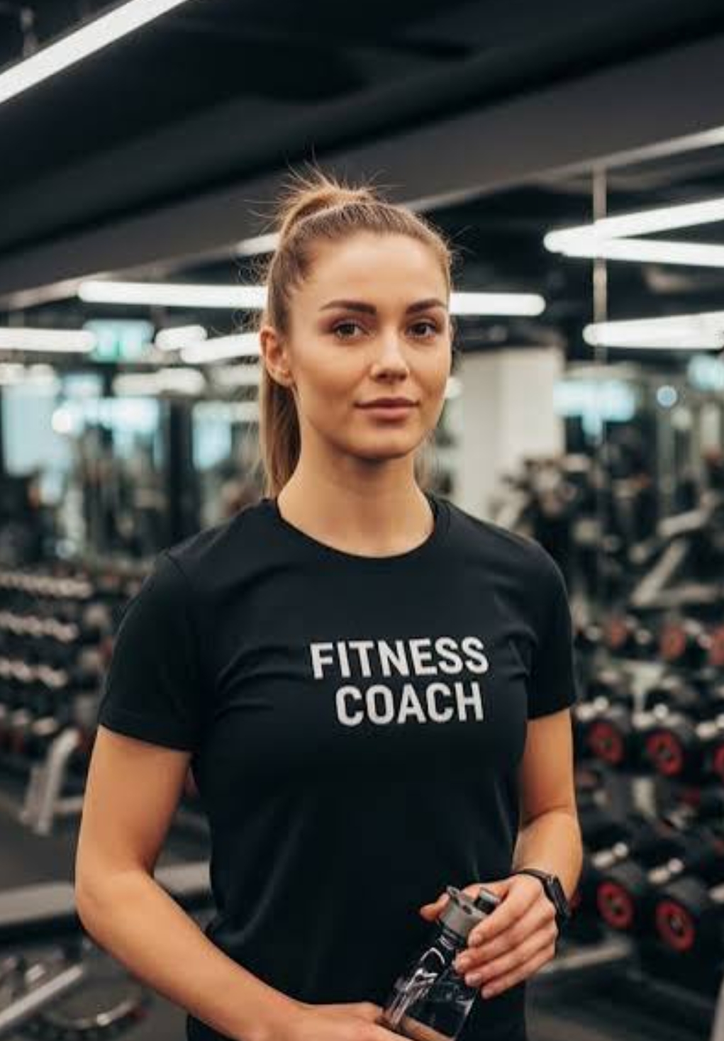 Gym coach / personal trainer, an AI character on folk